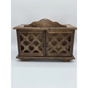 Vintage M.I.M. Lador Inc Musical Jewelry Box Wood Cabinet Made in Japan 11"